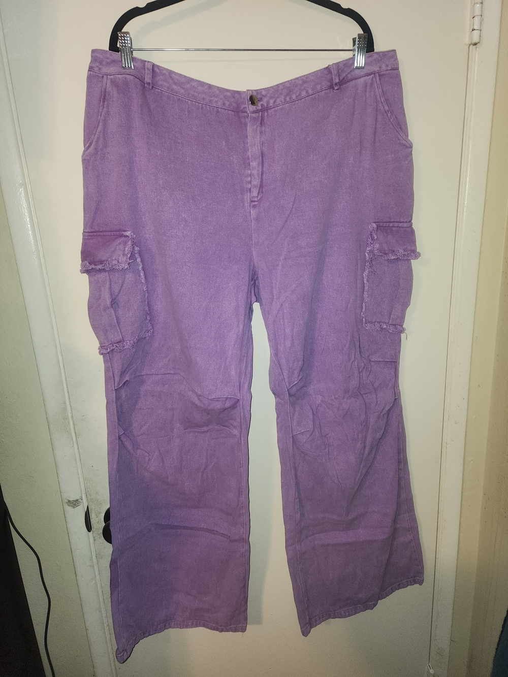 Lavender Purple Wide-Leg Cargo Pants